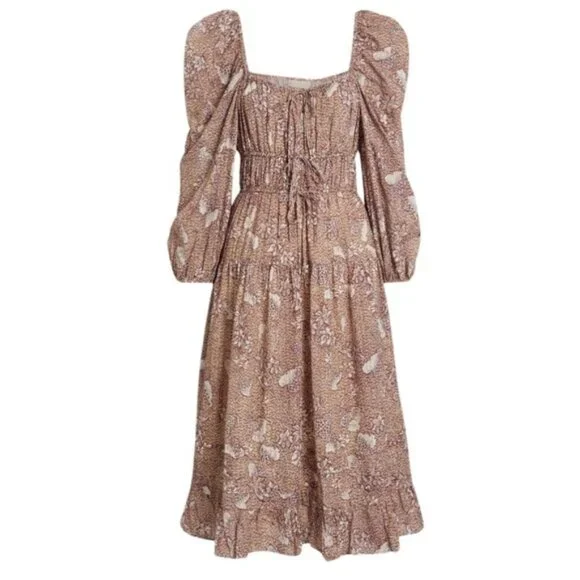 NWOT Ulla Johnson Pleated Floral Dress - Picture 4 of 11